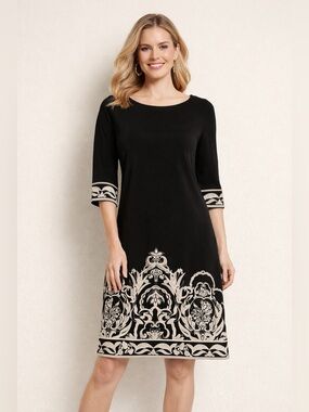 Women’s Black & White Mid Sleeve Dress